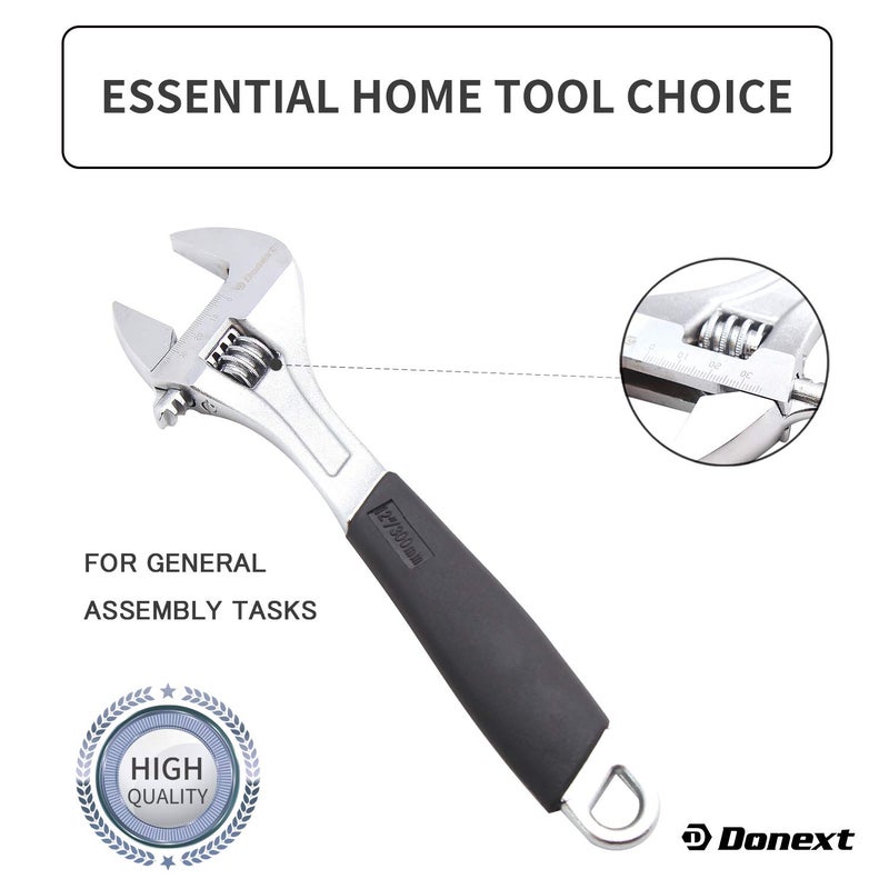Donext 12 Inch Adjustable Wrench Professional Hand Tool Soft Handle - Image 2